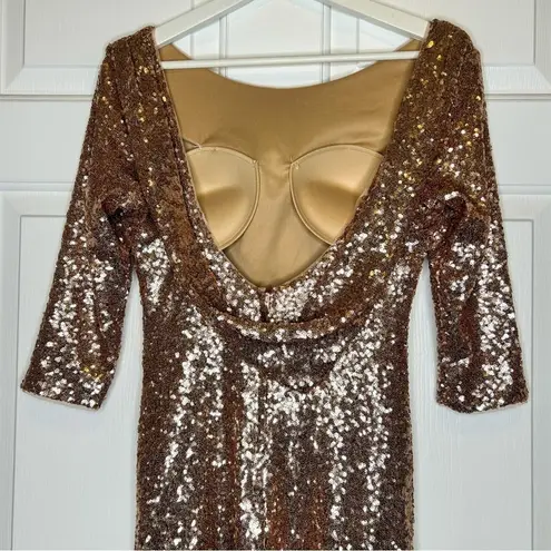 Christina Wu Rose Gold Sequin Formal Gown Evening Dress Party 2