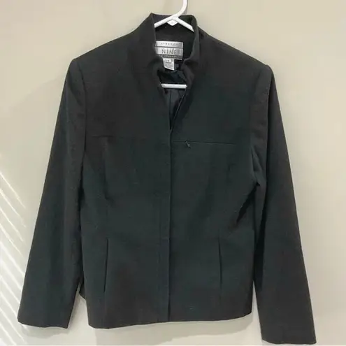 Nine West  Charcoal Grey Blazer Lined Sz 8 Zip Front 9 West Career Academia