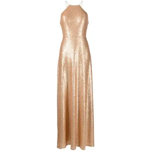 Marchesa Notte prom gold sequin