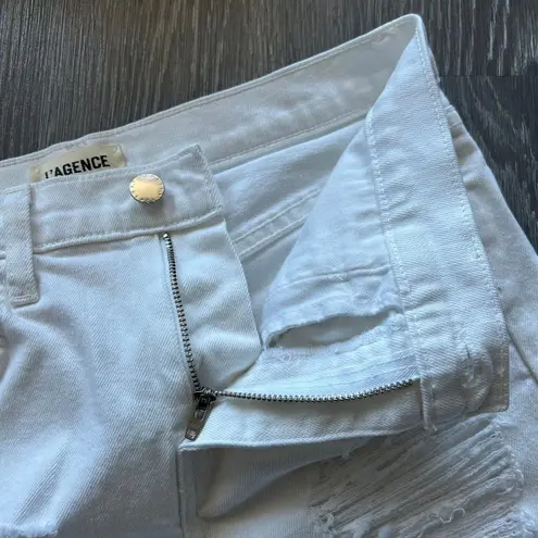 L'Agence  Balboa Slouchy Denim Shorts Womens Size 25 White Distressed