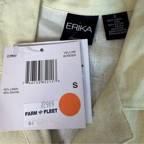 Erika NWT Vintage Linen Blend Dress Womens Small Floral Prairie Cottage Maxi