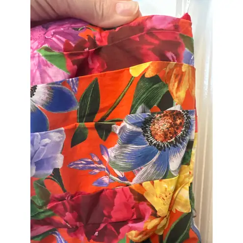 Cara Cara Nadia Strapless Floral Dress NWT Size 6 Fiesta Blooms Orange