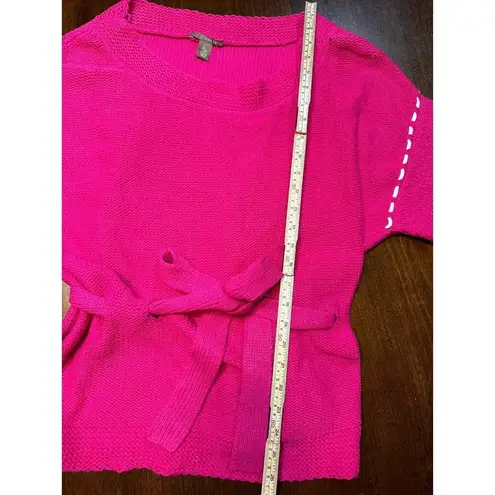 Pink Twill Women Large Cotton Blend Knit Wrap Sweater Shirt Colorful Art to Wear