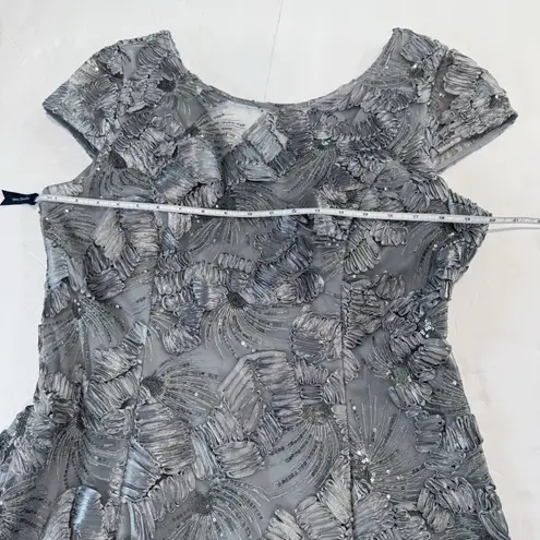 Alex Evenings Alex Evening Silver Embroidered Sequins Flare Party Wedding Guest Dress Size 16