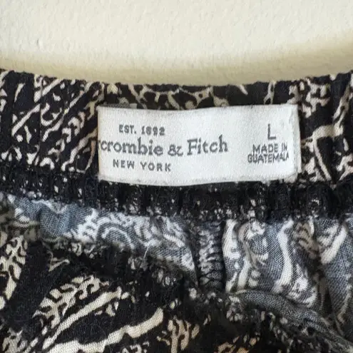 Abercrombie & Fitch  Paisley‎ Skirt Elastic Waist Flowy Boho Black White L thumbnail 3
