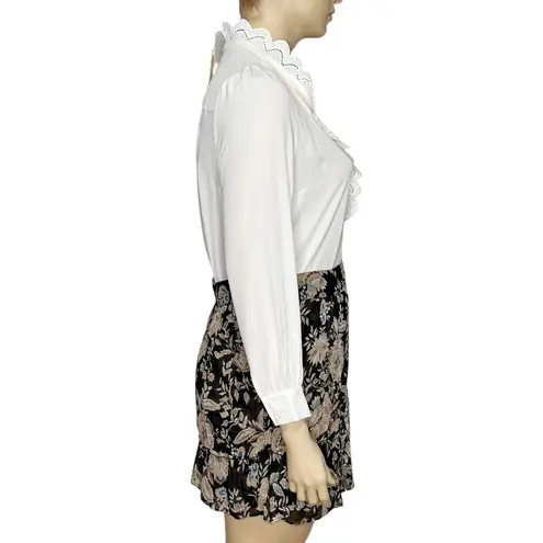 Sézane Carolina Mini Skirt, Black/Floral Print, FR46/US14