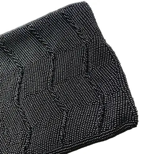 VINTAGE RICHERE Black Beaded Clutch Purse 1930s Cocktail Gala