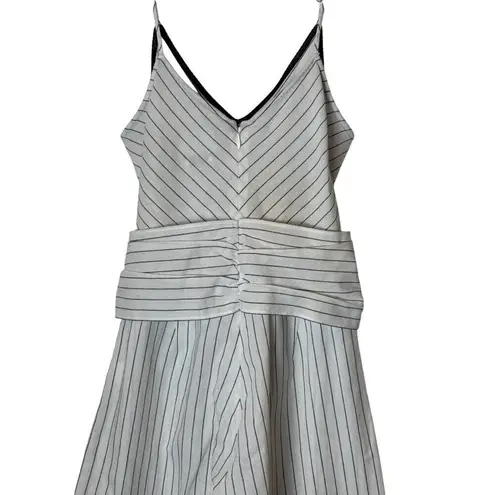 Saylor Jumpsuit Women XS White Black Stripe Cotton Tie Waist Wide Leg Cropped