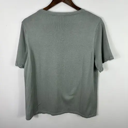 Laurie Felt Top L Gray Knit Scallop Sleeve Soft Minimalist Chic Quiet Luxury Size L