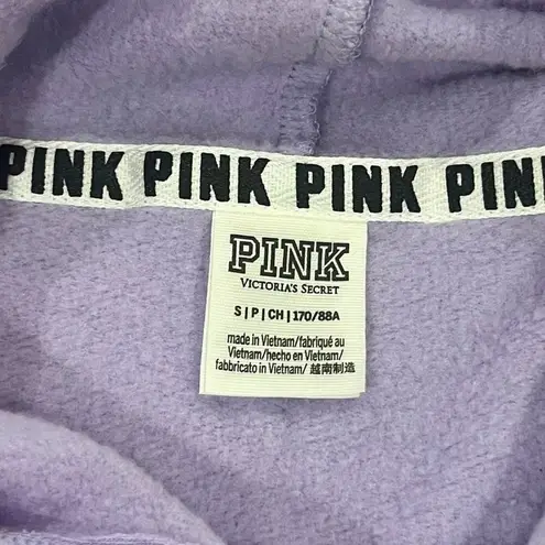 PINK Womens Cropped Purple Sweatshirt Open Shoulder Hoodie Size Small Comfy Long