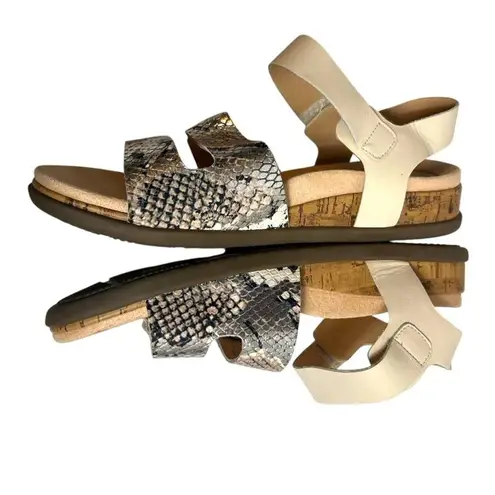 Vionic Colleen Cream Boa Metallic Leather sandals Sz 6