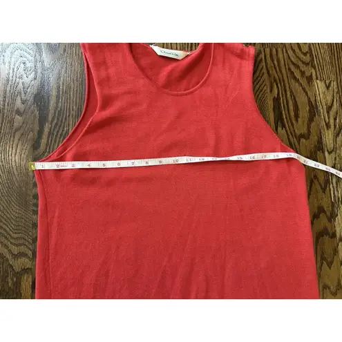 Oscar de la Renta Sleeveless Sweater Tank Red Large Cashmere Feel Missing Tag