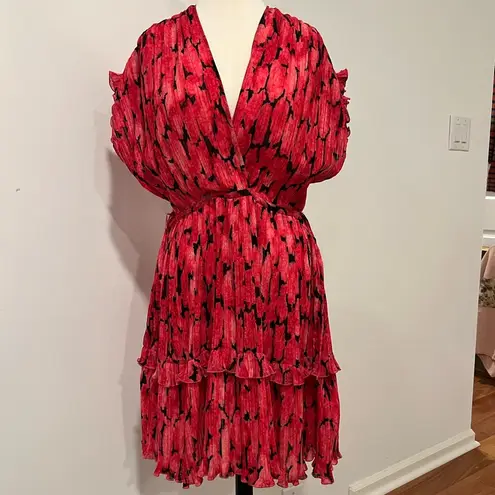 Kenzo Paris Peonie Crepe Tiered Flare Dress Size Medium Pink