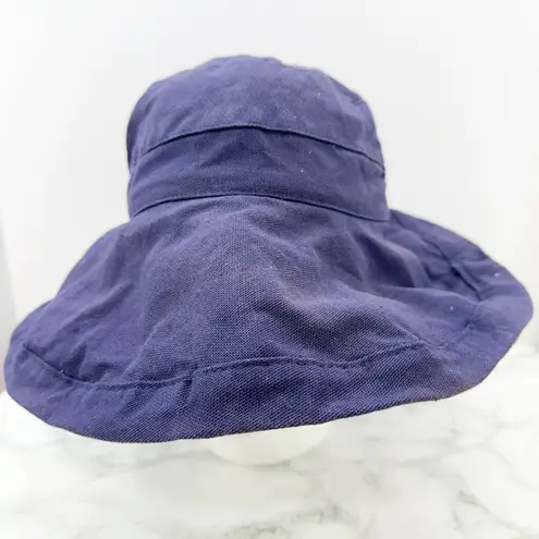 Scala Blue Cotton Sunhat Wide Brim Packable Vacation