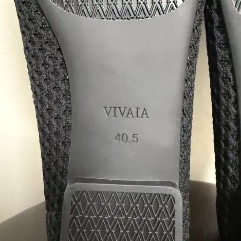Vivaia Black Margot Open Knit Square Toe V Cut Opening Slip On Flats 40.5 9 9.5
