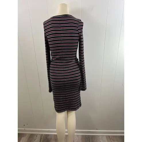 NEW! ATM Anthony Thomas Melillo LS Dress Striped in Black Pink Beige In Size M Size M