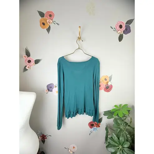 Deletta by Anthropologie Teal Long Sleeve Cardigan - Size - Small