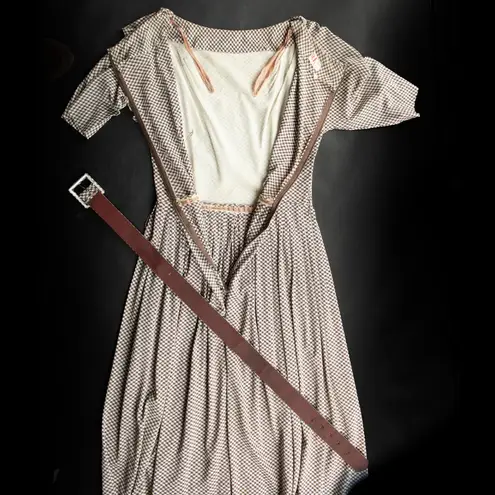 R&K ORIGINALS Vintage Short Sleeve Fit and Flare Brown and White Gingham Dress S