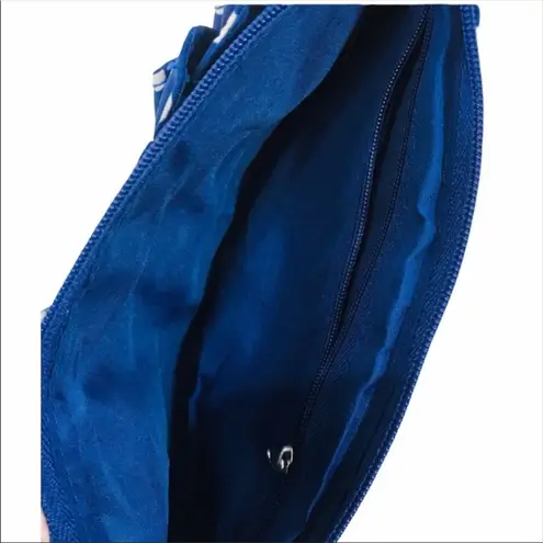 None Polka Dot Ruffled Clutch Blue White