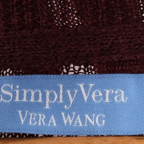 Asymmetrical Hem Linen Sweater Womens Maroon Minimalist Transitional Size XS