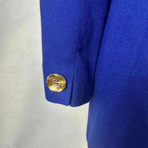 Vintage Casual Corner Royal Blue Blazer Gold Button Career Office Womens 10