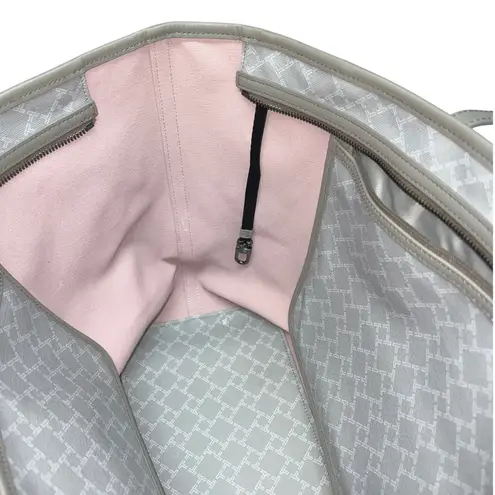 TUMI Everyday Tote Gray Coated Canvas Leather Handles Large Zip Top Travel VGUC