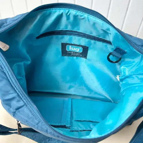 Lug Cable Car Satchel Blue/ Teal crossbody Bag with Zipper Details Blue