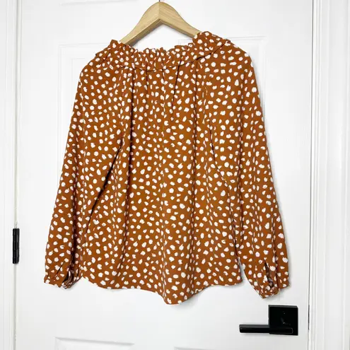 J. Crew Drapey Ruffleneck Top in Brushstroke Printed 365 Crepe XS Orange