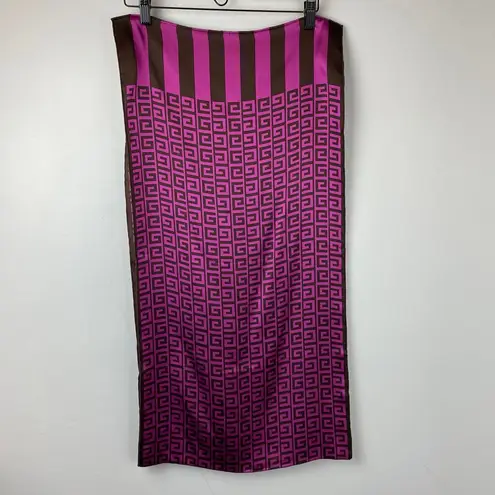Givenchy Purple Brown Monogram Silk Scarf Shawl Large