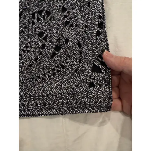 Maje Crochet Mini Skirt Womens 36 Metallic Silver Slim Fit Back Zip Breathable