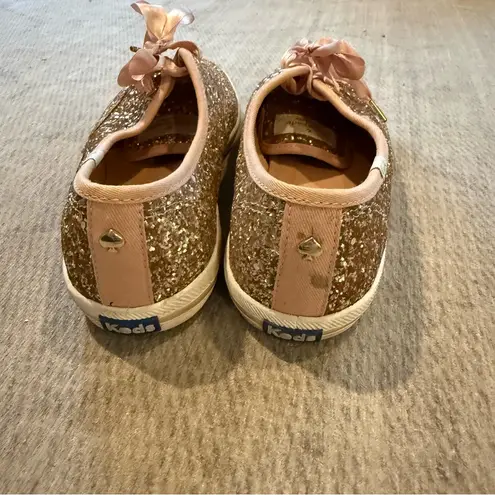 Kate Spade Keds x  Rose Gold Glitter Sneakers 9