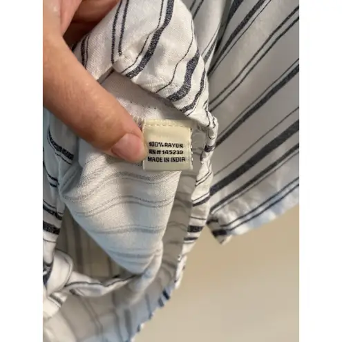 Sim & Sam Womens White Blue Striped 100% Rayon Size Medium