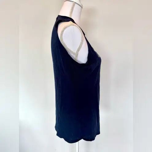 Raw Threads Floral “Brave” Tank | Small | Relaxed fit | EUC | Bamboo Performance Blue