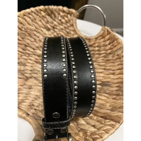 Vera Pelle Black Leather Belt Studded Distressed Sz large 36-38" Made in Italy