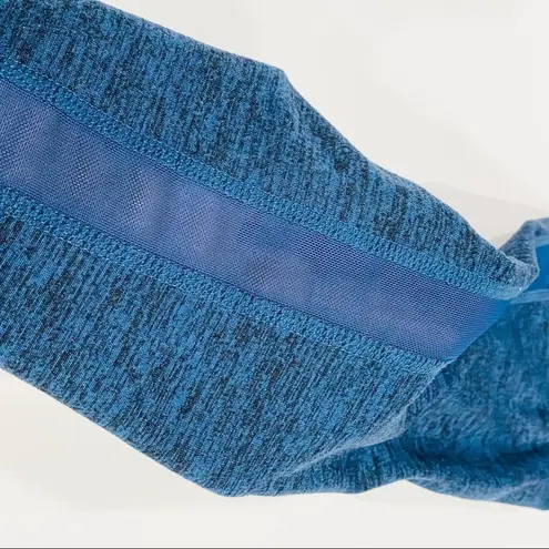 Gaiam Blue Heather Sheer Panel Exercise Yoga Pants Leggings