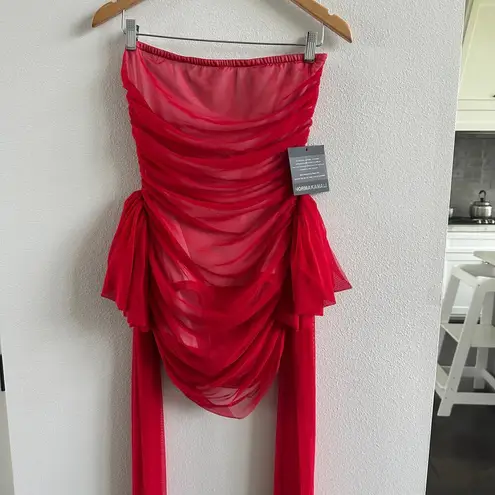 Norma Kamali Strapless Bill Pickleball With Bow Size Large New