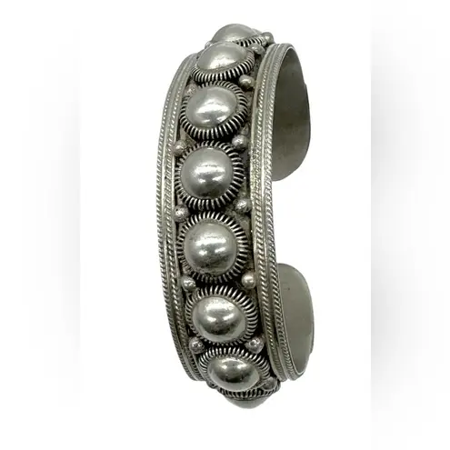 Siam Thailand Vintage Filigree Massive Silver Sterling Cuff Bracelet Pre 1948