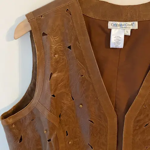 Coldwater Creek  brown leather vest