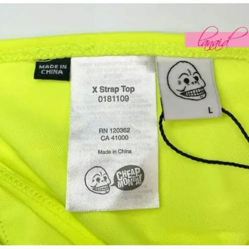Cheap Monday X Strap Top Yellow Neon Bright Strappy Edgy Cutouts Bikini Bralette