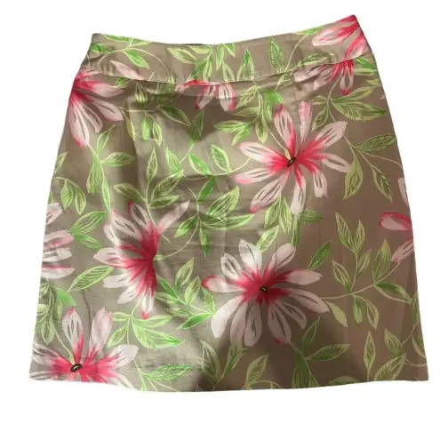 Talbots  Size 10P Pencil Skirt Stretch Multicolor Floral Print Knee Length