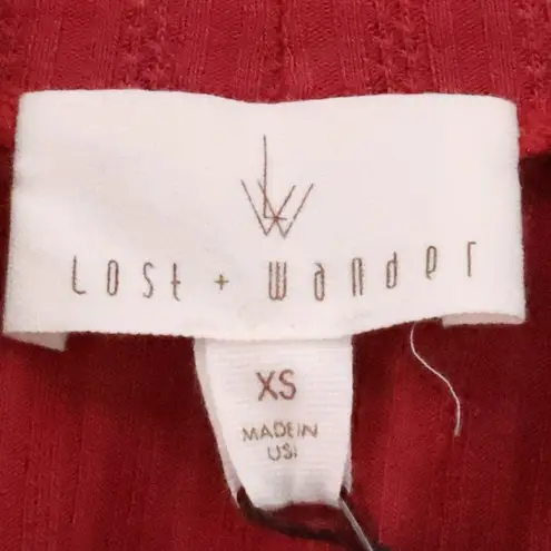 Lost + Wander Lost Wander Raspberry Ribbed Mock Neck Top Smocked Crop Waist NWT USASize XS