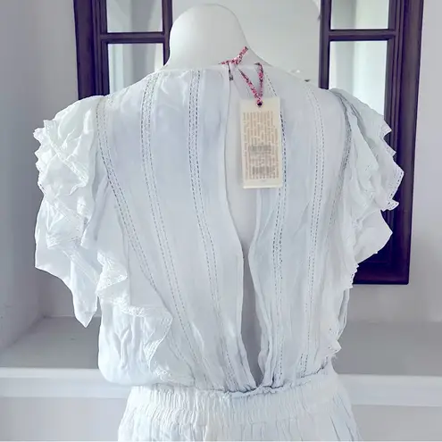 Love Shack Fancy Revolve*  Natasha Dress, Bedroom Blue Hand Dye, Size L NWT $395