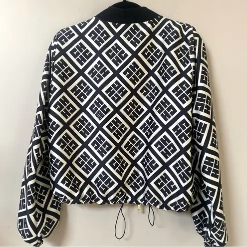 Carolina Herrera 2020 logo print reversible zip up bomber jacket Sz Large