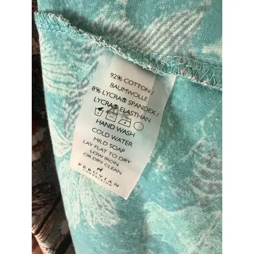 Peruvian Connection Capistrano Asian Birds Large Cotton Stretch 3/4 Sleeve Dress