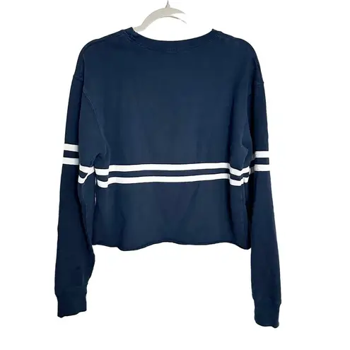 Brandy Melville  Cropped Sweatshirt Navy Blue White Stripe John Galt OS