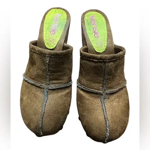 Kensie Girl Studded Faux Suede Platform Clogs. Size 6. Camel Color Brown