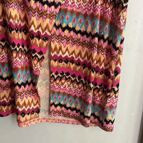 BODEN Side Split Jersey Midi Skirt Multi Textured Ikat Pink Size 8