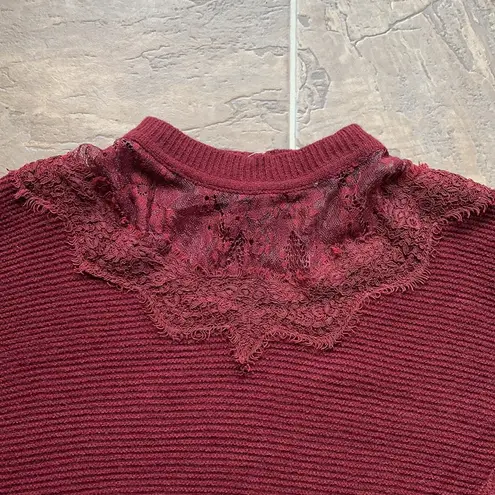 Suzanne Betro  lace collar burgundy sweater