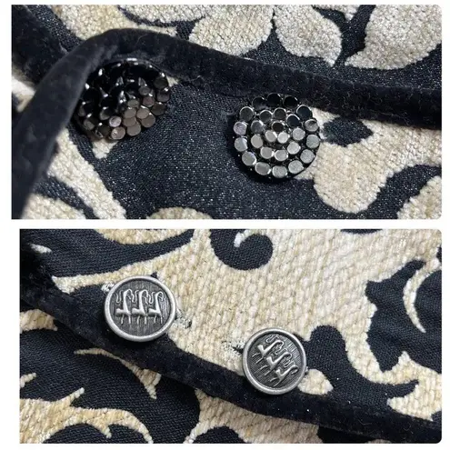 None TAPESTRY Jacket Blazer Reversible Black Beige Plush Collar Cuffs 2 Buttons