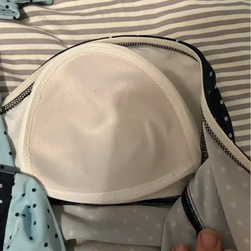 Motherhood Maternity Tankini Medium Blue Polka Dots